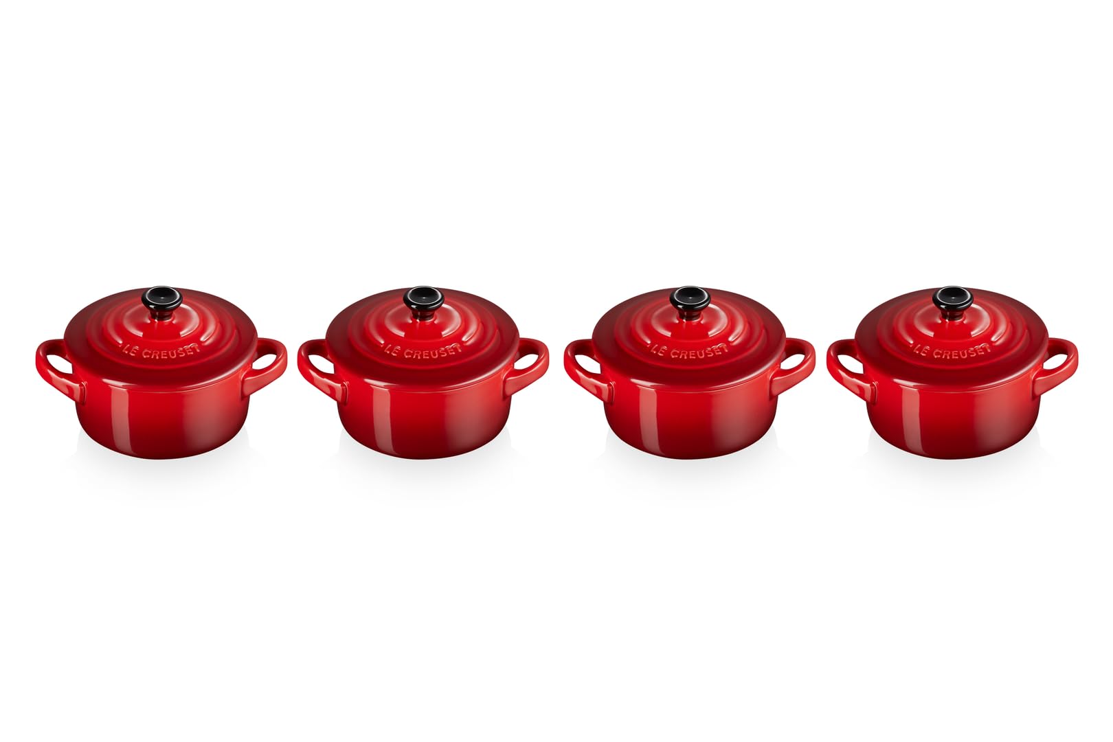 le-creuset-set-de-4-mini-cocottes-rondes-en-c-ramique-10-cm-200-ml-cerise image 2