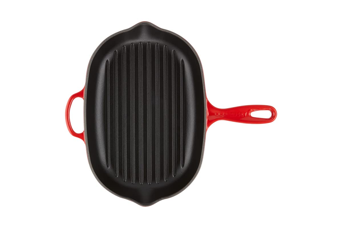 le-creuset-skillet-gril-ovale-fonte-maill-e-signature-32-cm-cerise image 3