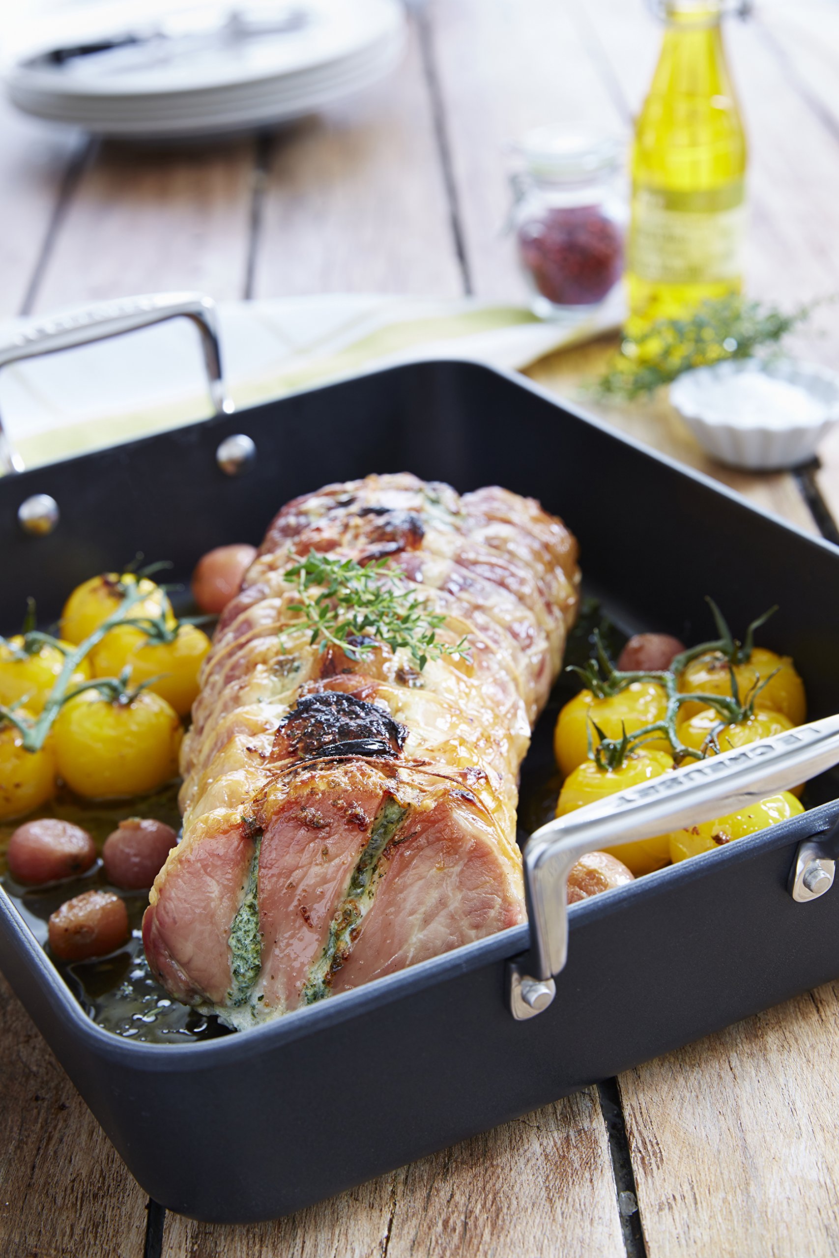 le-creuset-plat-r-tir-anti-adh-rent-fonte-d-aluminium-35x27-cm-anthracite-argent image 6