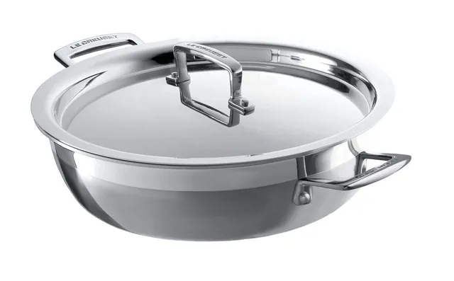 le-creuset-sauteuse-proven-ale-inox-3-ply-26-cm-avec-couvercle-argent image 1