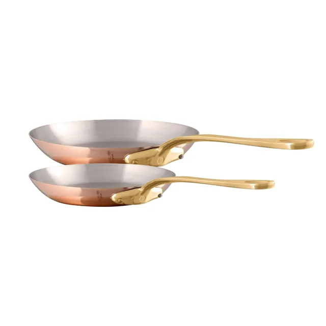 mauviel-m-200-b-set-2-po-les-cuivre-poli-inox-20-30-cm-laiton image 1
