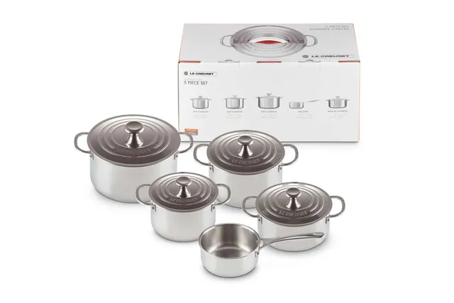 le-creuset-set-5-pi-ces-inox-3-cocottes-cocotte-basse-casserole image 1