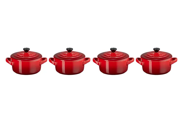 le-creuset-set-de-4-mini-cocottes-rondes-en-c-ramique-10-cm-200-ml-cerise image 1
