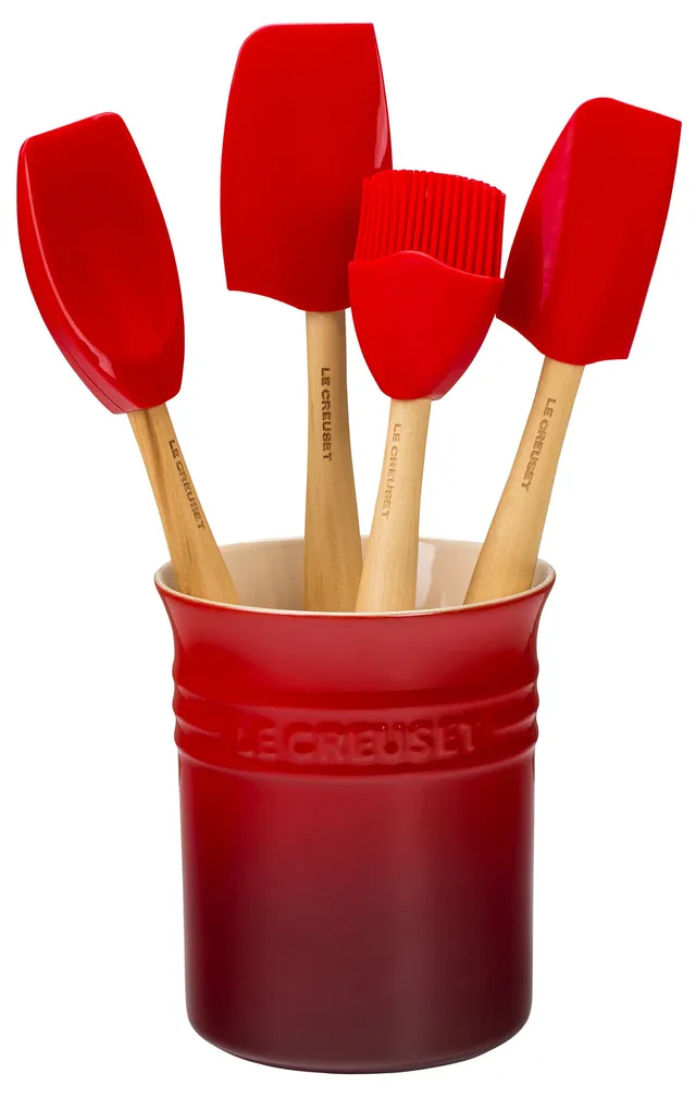 le-creuset-coffret-pot-ustensiles-1-1-l-cerise-4-spatules image 1
