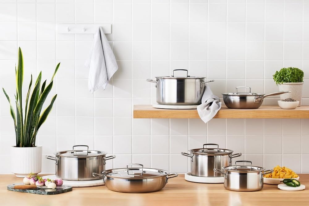 le-creuset-set-10-pi-ces-inox-3-ply-avec-couvercles-argent image 3
