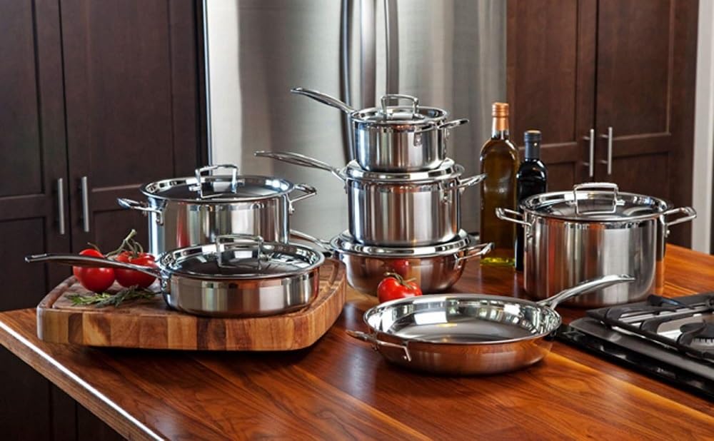 le-creuset-set-10-pi-ces-inox-3-ply-avec-couvercles-argent image 2