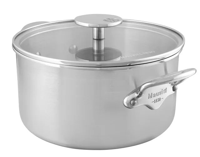 mauviel1830-m-urban-3-cocotte-inox-bross-couvercle-verre-16-cm image 1