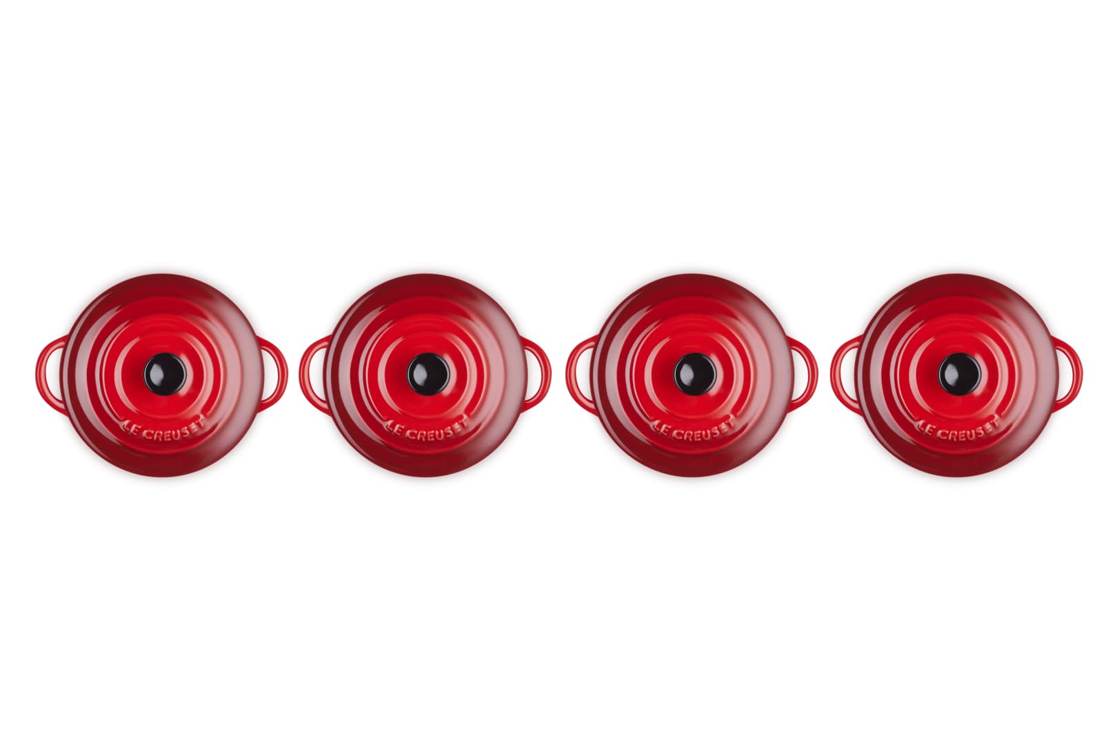 le-creuset-set-de-4-mini-cocottes-rondes-en-c-ramique-10-cm-200-ml-cerise image 3