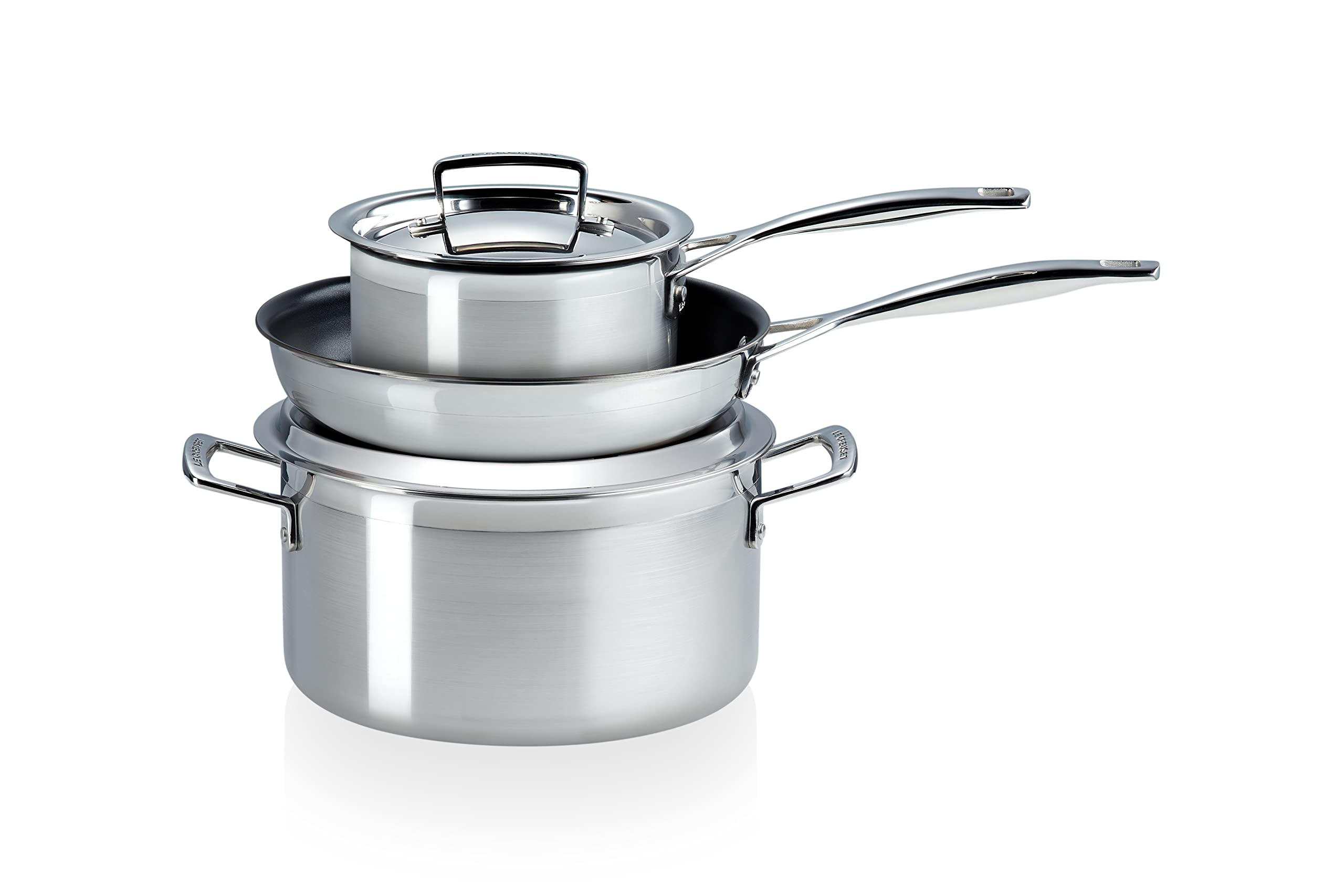 le-creuset-set-3-pi-ces-inox-classique-po-le-24-cm-faitout-24-cm-casserole-16-cm image 2