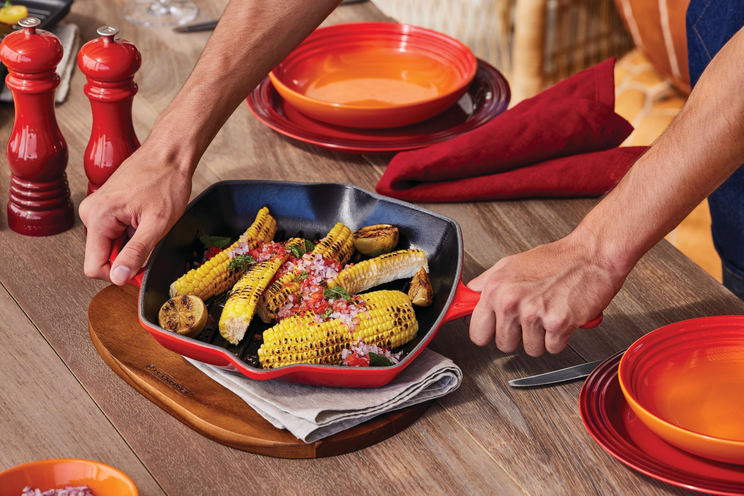 le-creuset-skillet-gril-carr-fonte-maill-e-26-cm-volcanique image 6