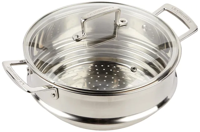 le-creuset-grand-cuit-vapeur-avec-couvercle-en-verre-24-cm-inox image 1