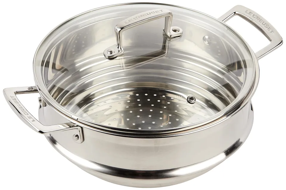 le-creuset-grand-cuit-vapeur-avec-couvercle-en-verre-24-cm-inox image 1