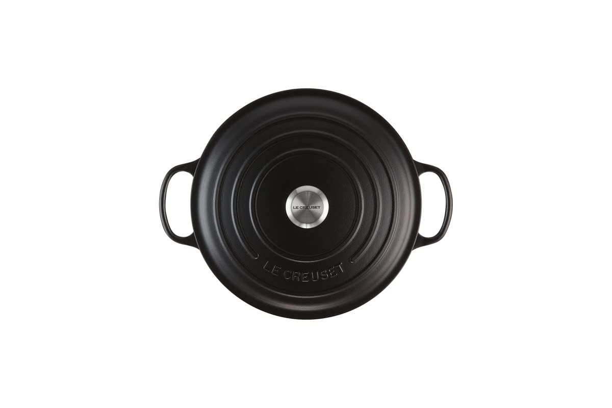 le-creuset-cocotte-ronde-basse-signature-30-cm-6-2-l-noir-mat-fonte image 2