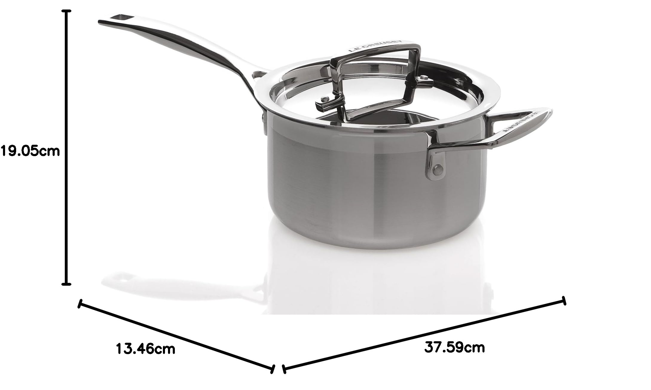 le-creuset-casserole-3-ply-inox-16-cm-1-9-l-argent-avec-couvercle image 3