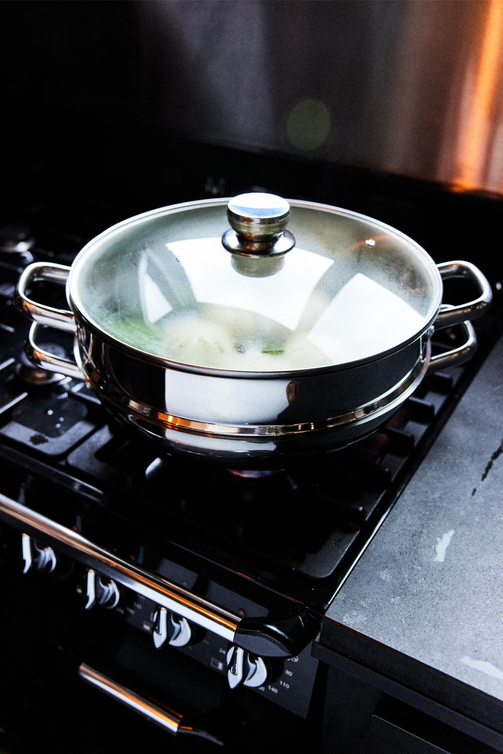 baumalu-wok-wok-vapeur-2-en-1-inox-32-cm-avec-panier-et-couvercle-verre image 3