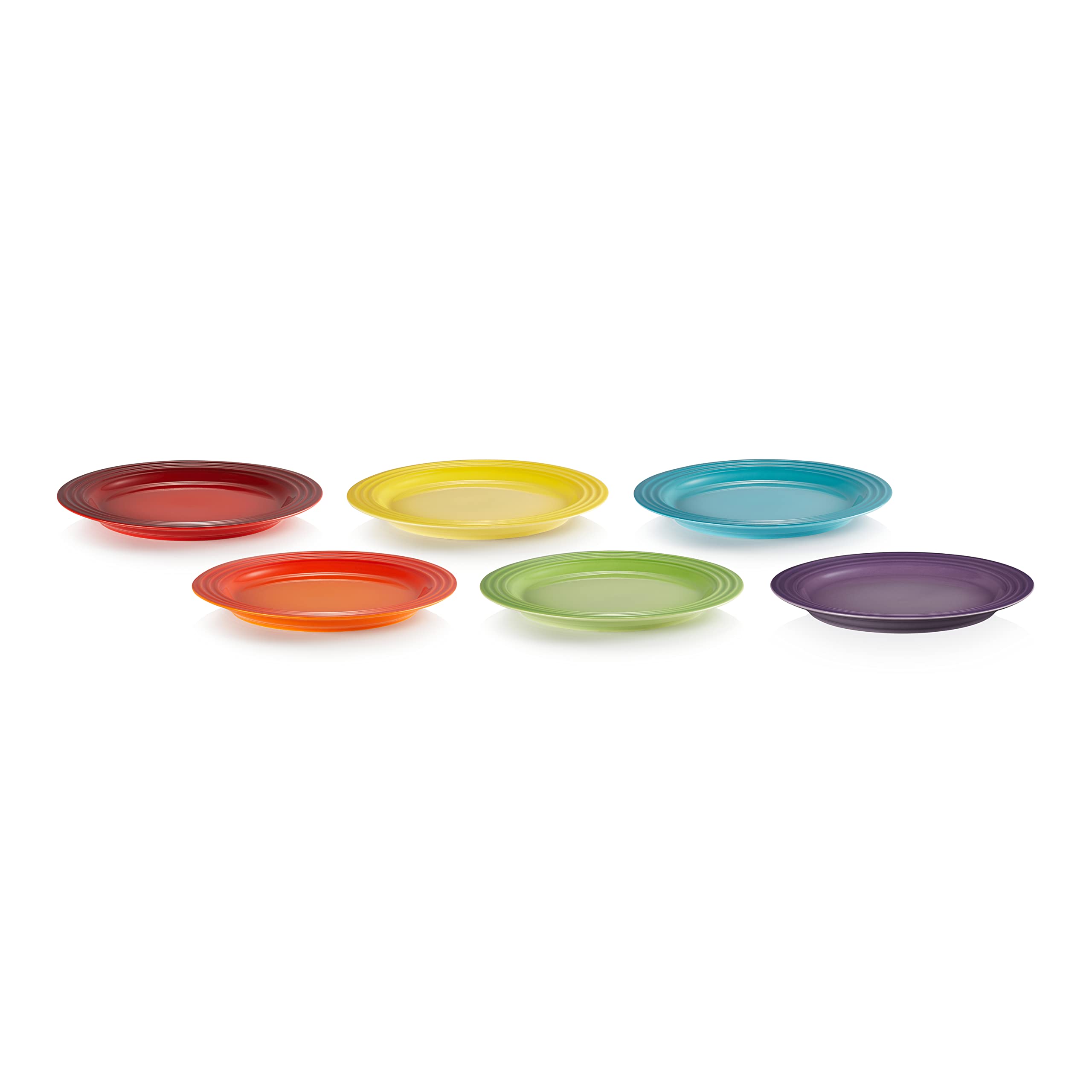 le-creuset-heritage-set-6-assiettes-desserts-gr-s-22-cm-arc-en-ciel image 1
