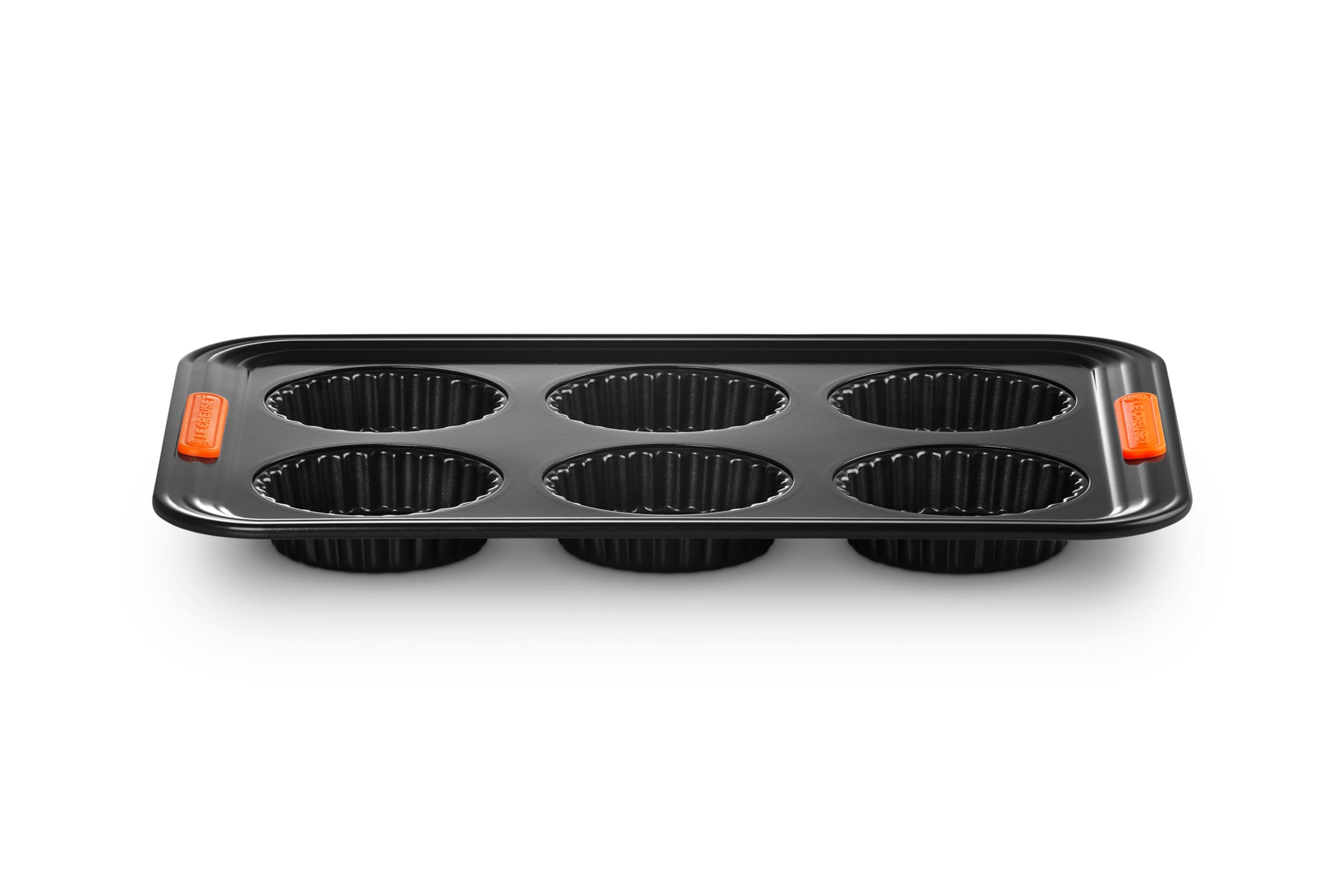 le-creuset-moule-6-tartelettes-acier-silicon-anthracite-orange image 3