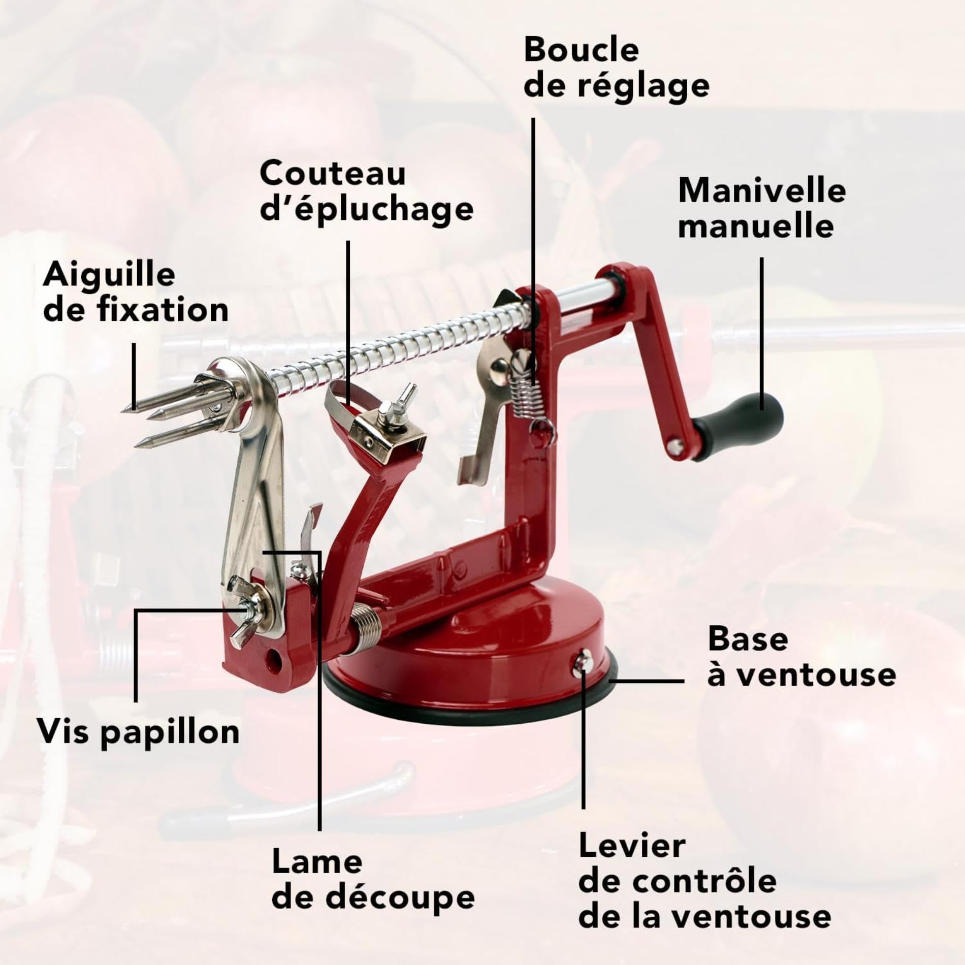 baumalu-plucheur-de-pommes-en-m-tal-rouge-vin-avec-ventouse image 4