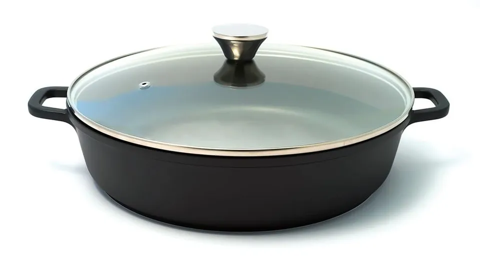 baumalu-mijoteuse-basse-32-cm-fonte-d-aluminium-noir-anti-adh-rent image 1