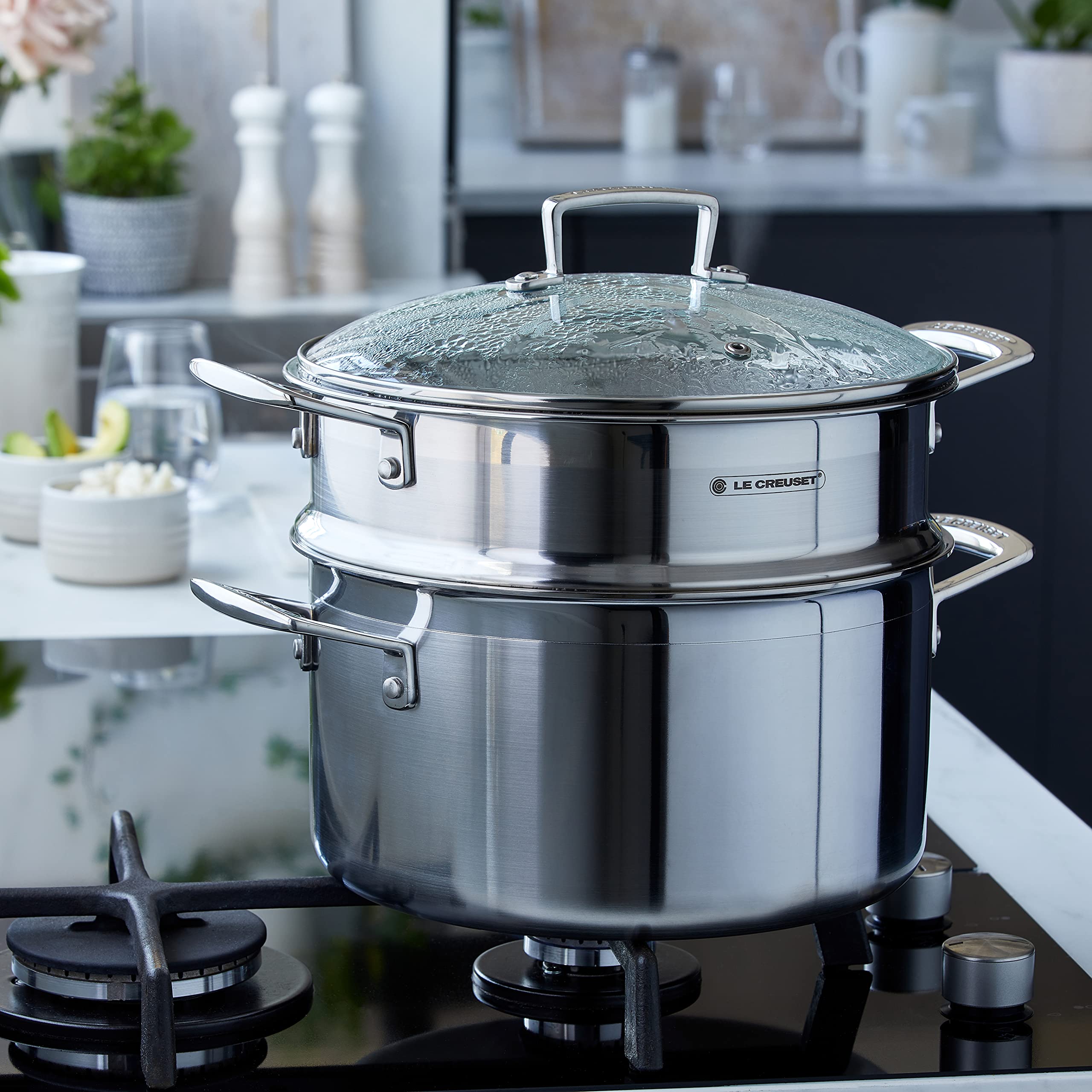 le-creuset-grand-cuit-vapeur-avec-couvercle-en-verre-24-cm-inox image 2