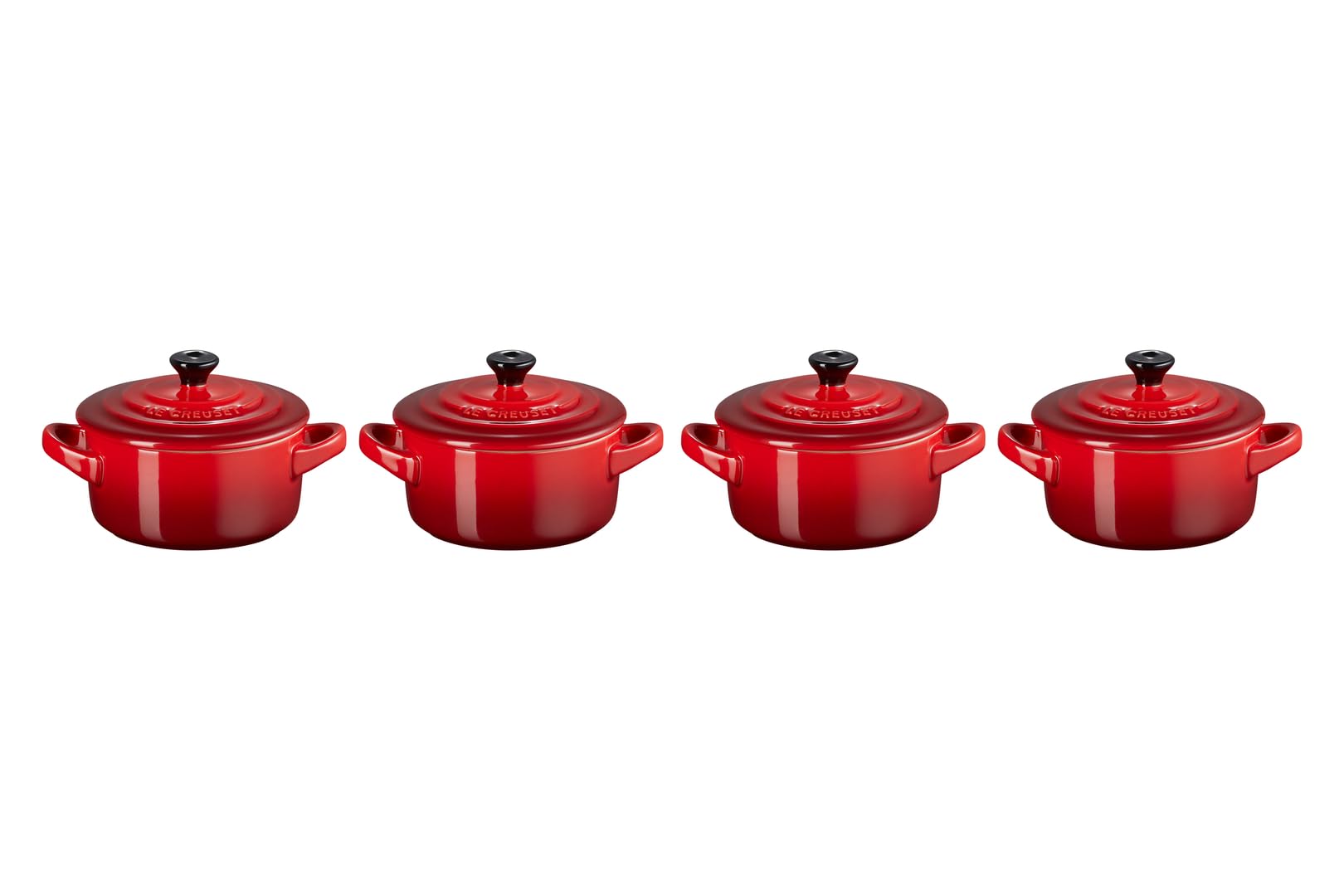 le-creuset-set-de-4-mini-cocottes-rondes-en-c-ramique-10-cm-200-ml-cerise image 1