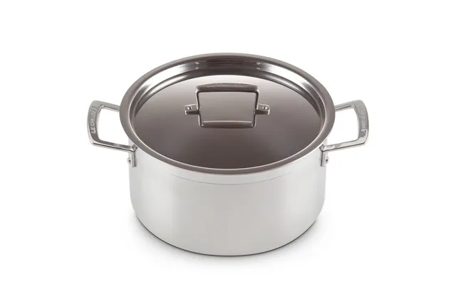 le-creuset-faitout-inox-3-ply-24-cm-6-l-avec-couvercle-argent image 1