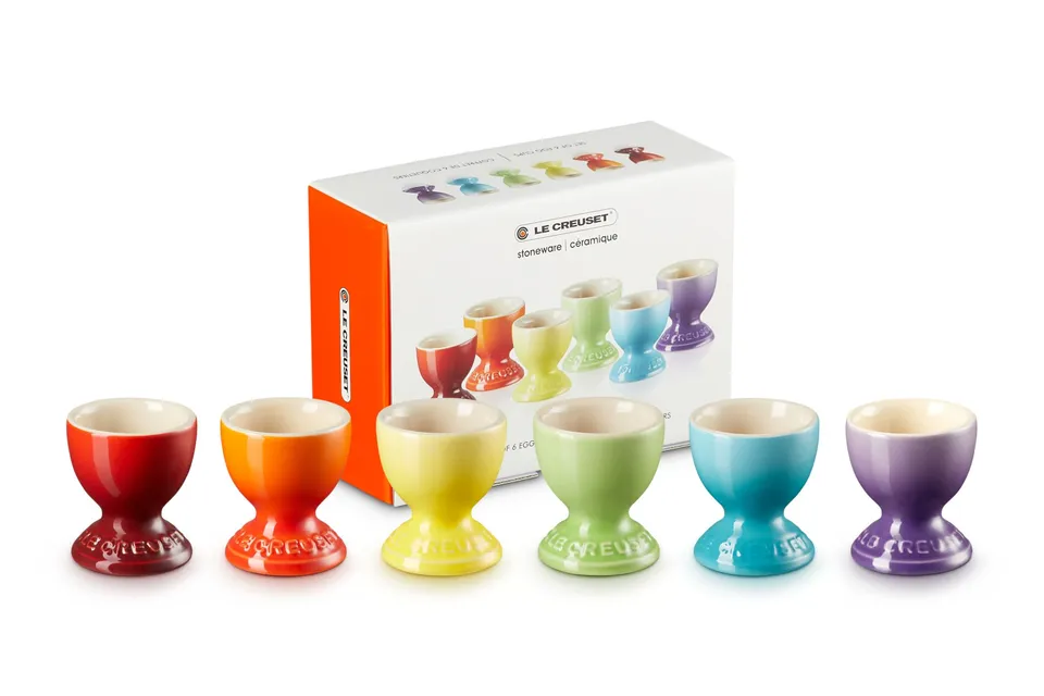 le-creuset-set-de-6-coquetiers-pied-en-gr-s-arc-en-ciel image 1