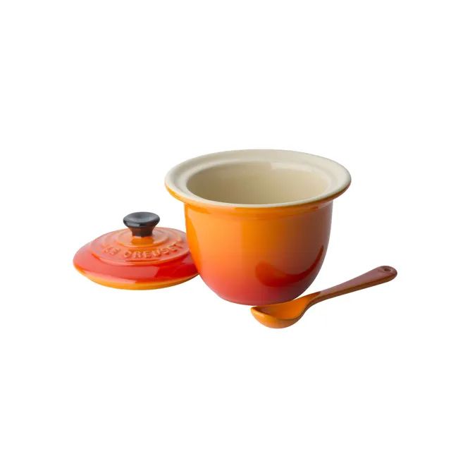 le-creuset-heritage-pot-condiments-en-c-ramique-0-2-l-volcanique-avec-cuill-re image 1