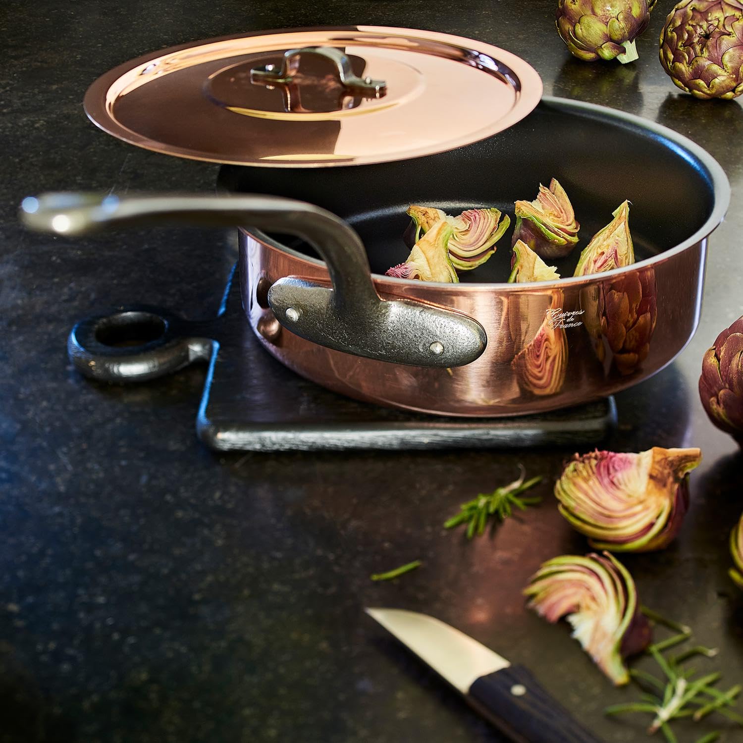 baumalu-sauteuse-cuivre-tam-avec-couvercle-22cm-manche-fonte image 2